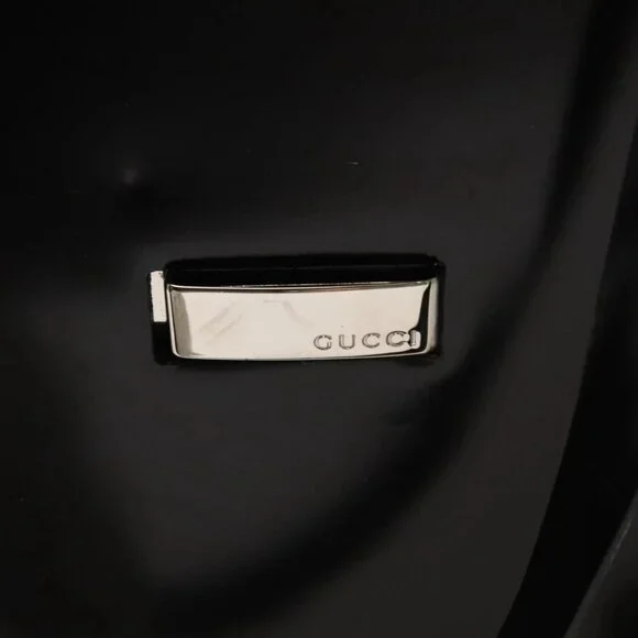 GUCCI Tote Bag Patent leather Black Silver Auth